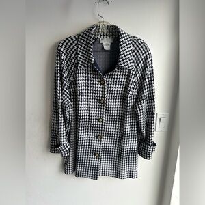 St. John Collection by Marie Gray vintage houndstooth navy/ white blazer size 14